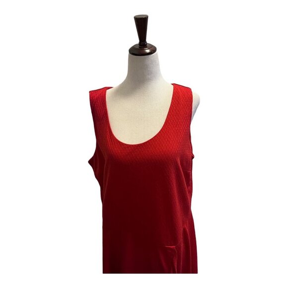 Soft Surroundings Womens Red Sleeveless Textured Fit and Flare Midi Dress LARGE - Picture 7 of 11